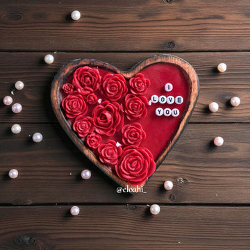 Bring love and light into your space with our “Wooden Heart Candle.”