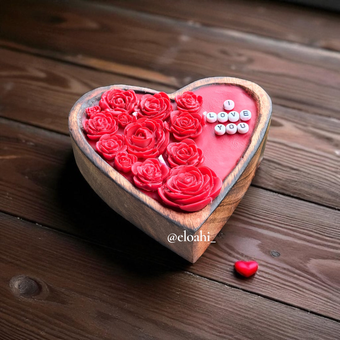 Bring love and light into your space with our “Wooden Heart Candle.”